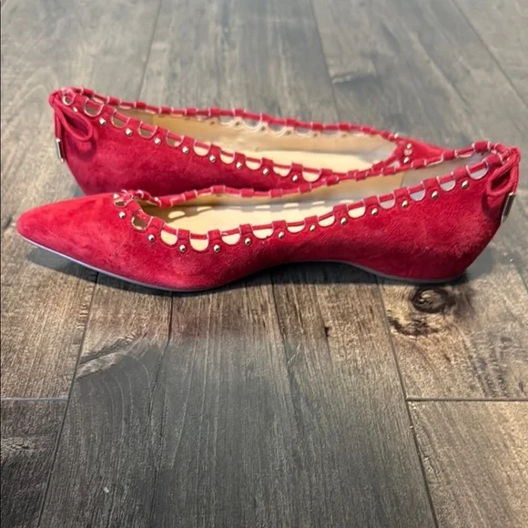 Ivanka Trump Red Suede Flats with Cutout Design - Picture 6 of 7